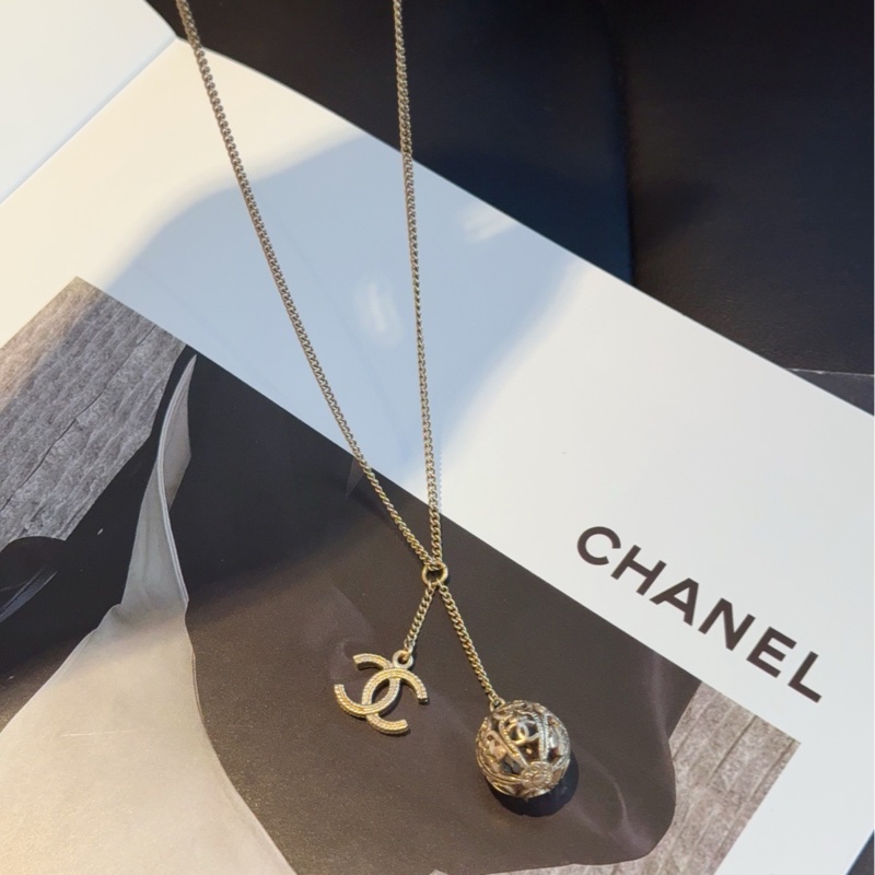 【99閒置新🆕】Chanel  06p 淡金鏤空圓球 雙c logo 長項鍊/毛衣鏈 項鍊-4