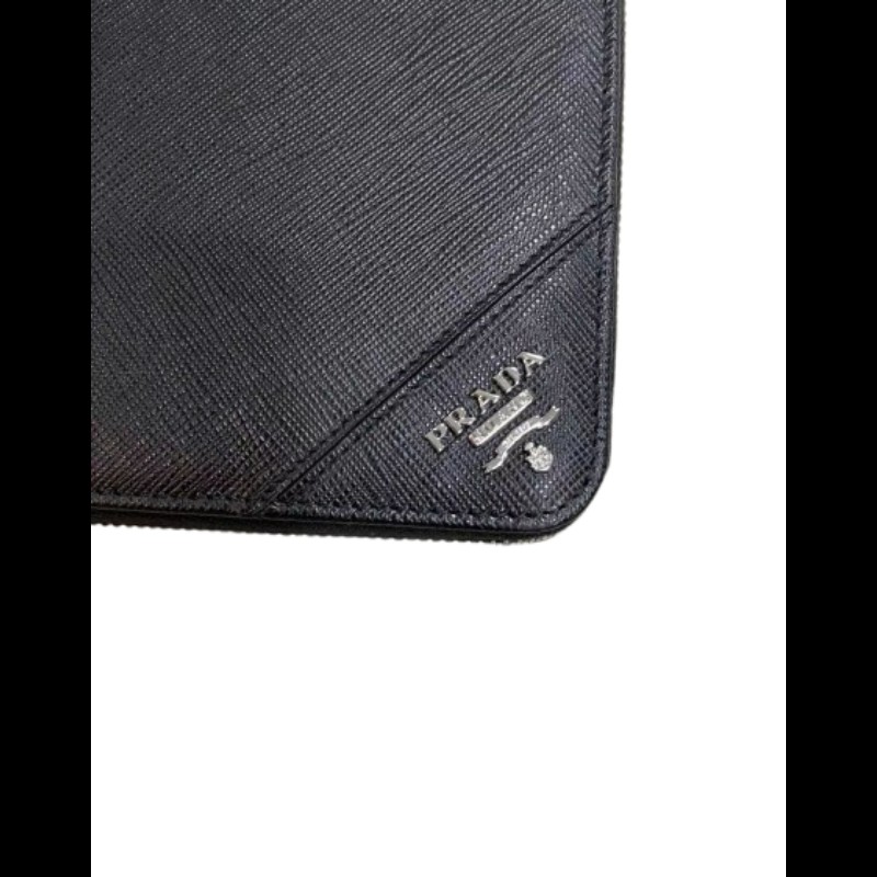 PRADA Saffiano 牛皮商務萬用拉鍊長夾 wallet 黑色-1