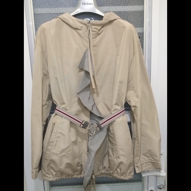 Prada 駝布拉鍊有帽尼龍外套-2