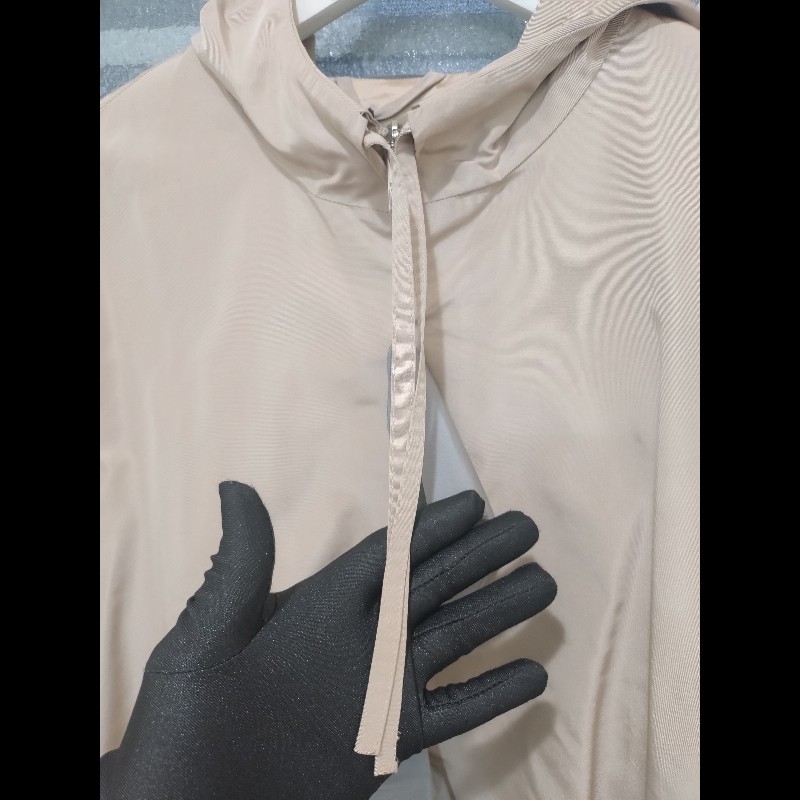 Prada 駝布拉鍊有帽尼龍外套-4