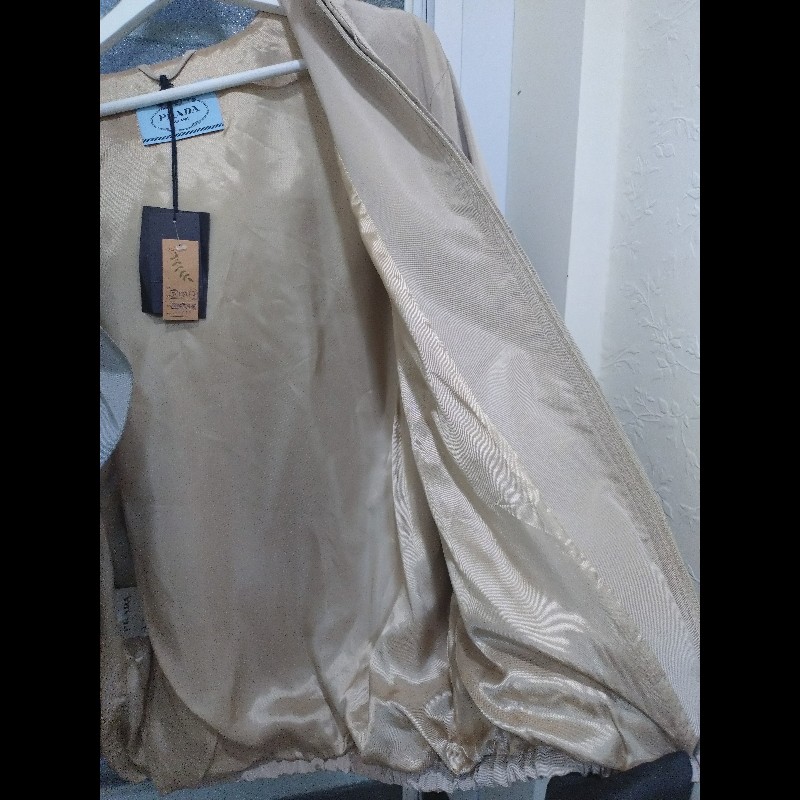 Prada 駝布拉鍊有帽尼龍外套-12