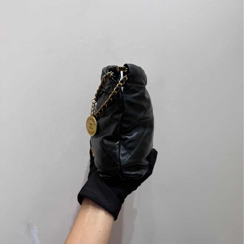 【88🆕】Chanel 22bag mini 黑色金扣小牛皮 小垃圾袋 購物袋 手提包-4