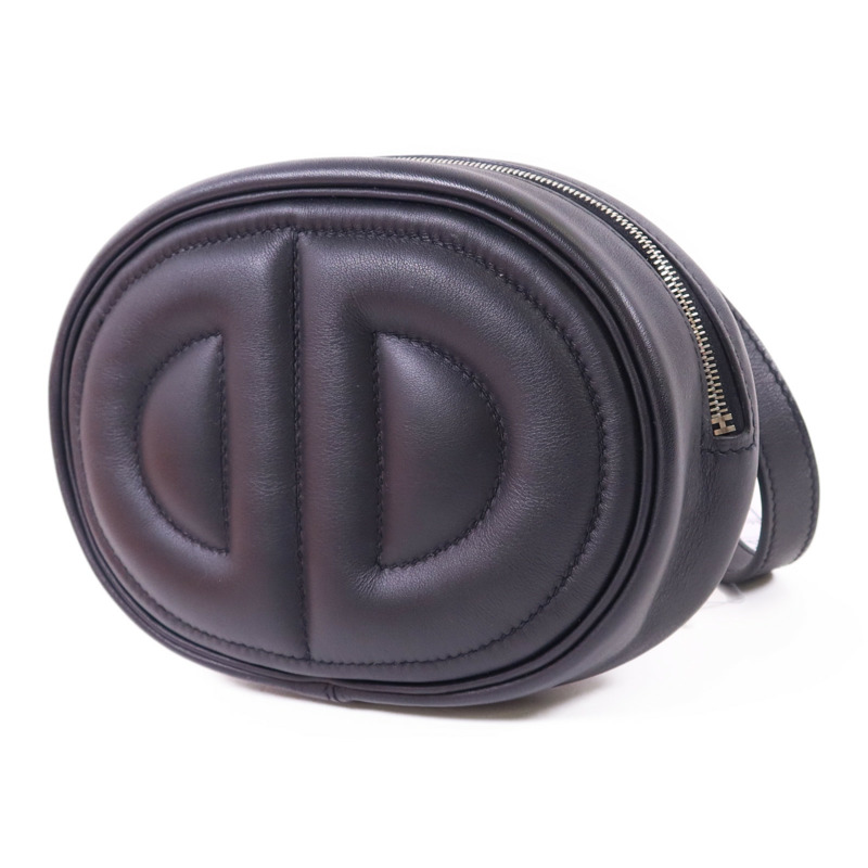 HERMES Swift皮革In The Loop Belt Bag銀扣腰包Noir-2