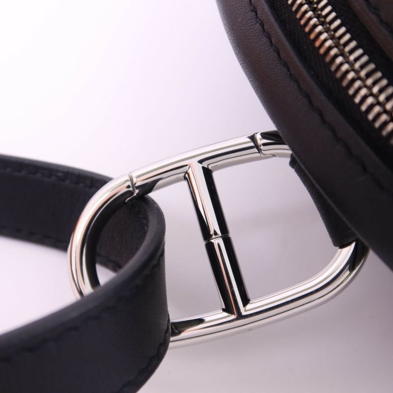 HERMES Swift皮革In The Loop Belt Bag銀扣腰包Noir-9