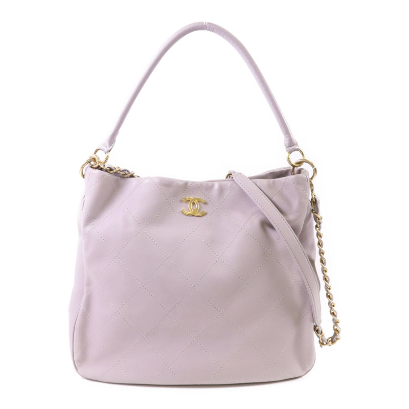 CHANEL 牛皮皮革2 Way Shoulder Bag金扣手挽肩背兩用袋-0