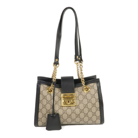 GUCCI 塗層帆布Padlock GG Small金扣肩背袋