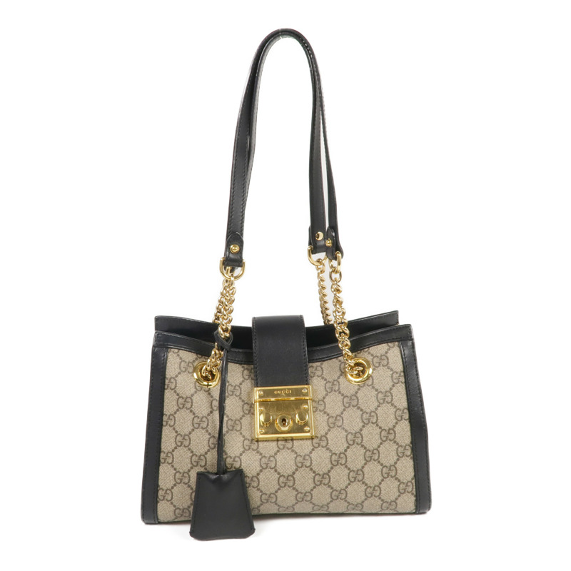 GUCCI 塗層帆布Padlock GG Small金扣肩背袋-0