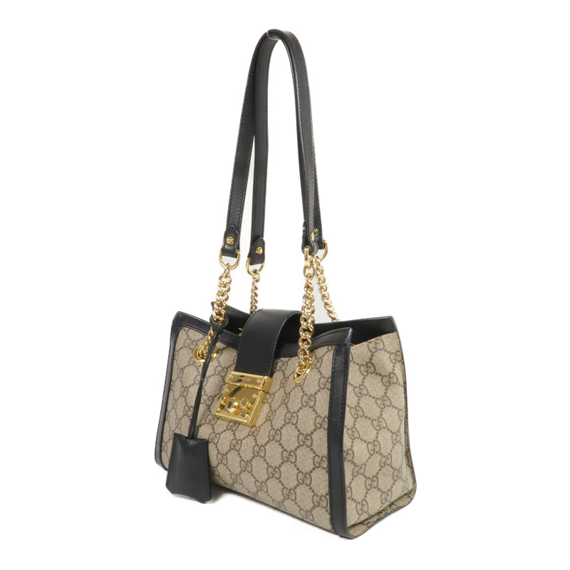 GUCCI 塗層帆布Padlock GG Small金扣肩背袋-1