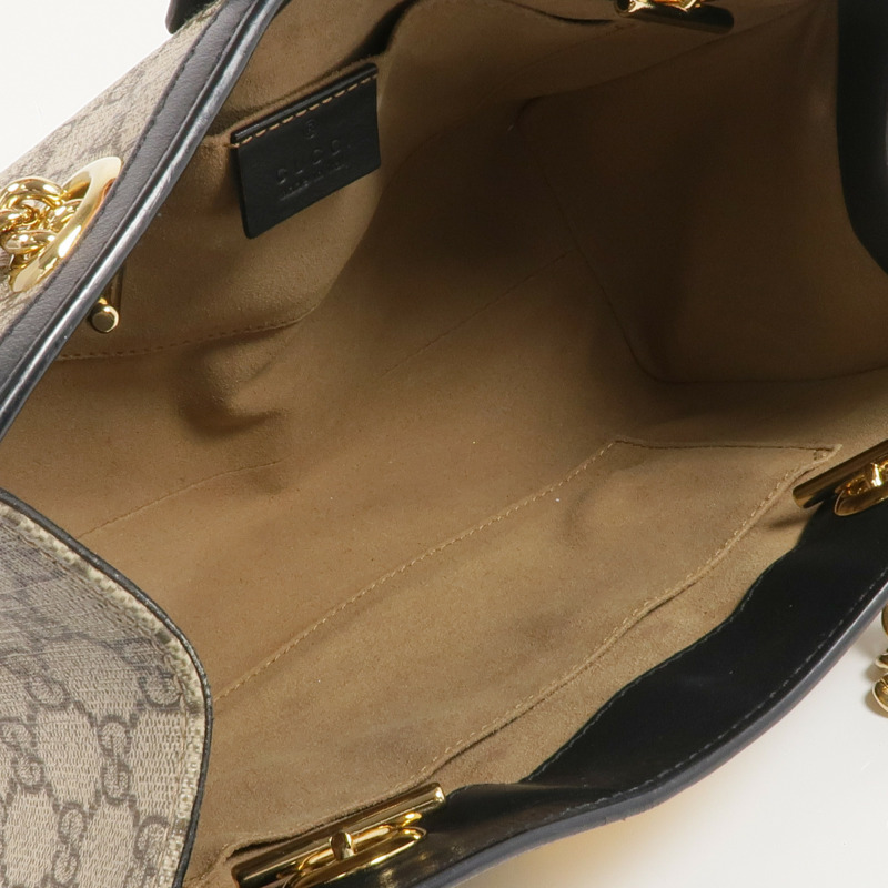 GUCCI 塗層帆布Padlock GG Small金扣肩背袋-4