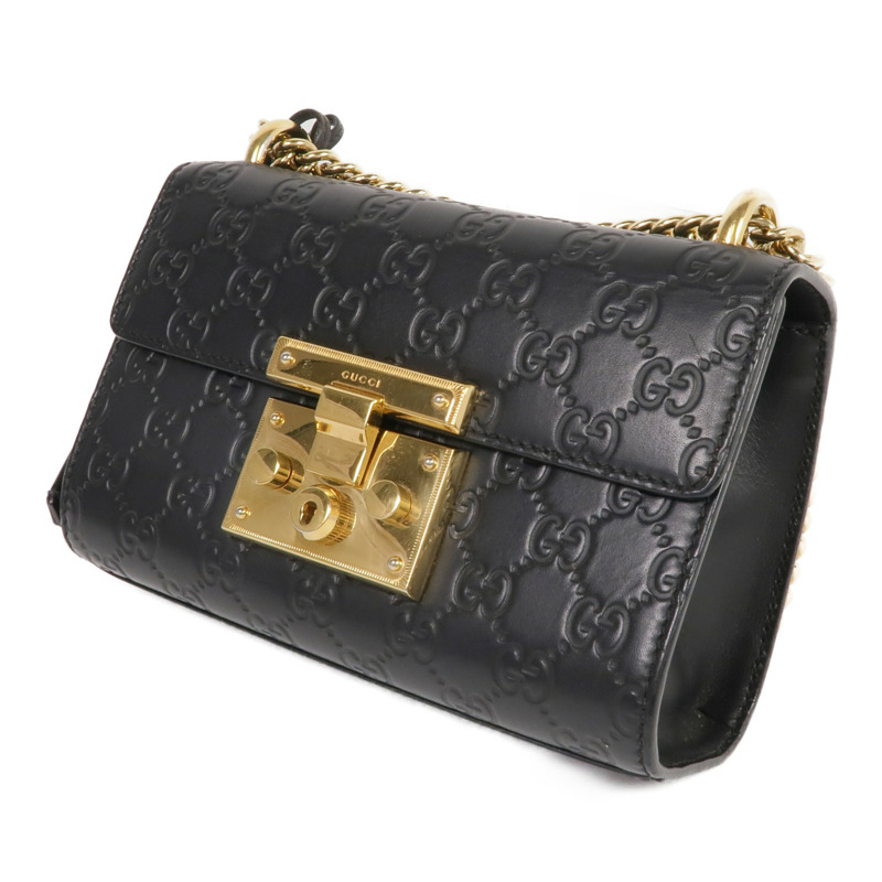 GUCCI 牛皮皮革Padlock Small金扣鏈帶肩背袋-1