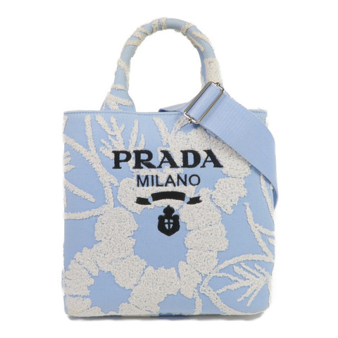 PRADA 帆布Drill Tote銀扣手挽肩背兩用袋