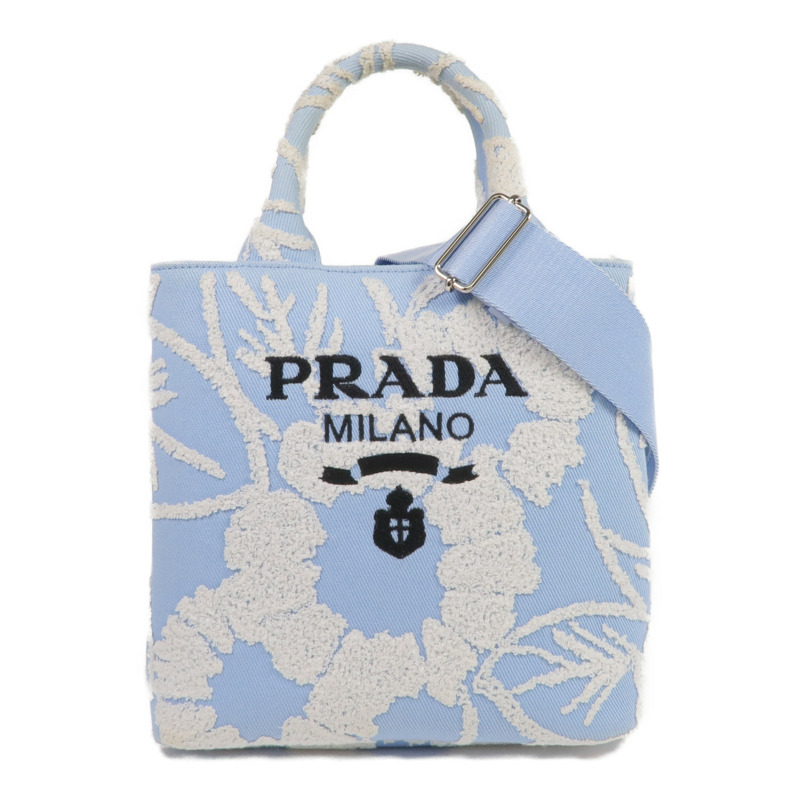 PRADA 帆布Drill Tote銀扣手挽肩背兩用袋-0
