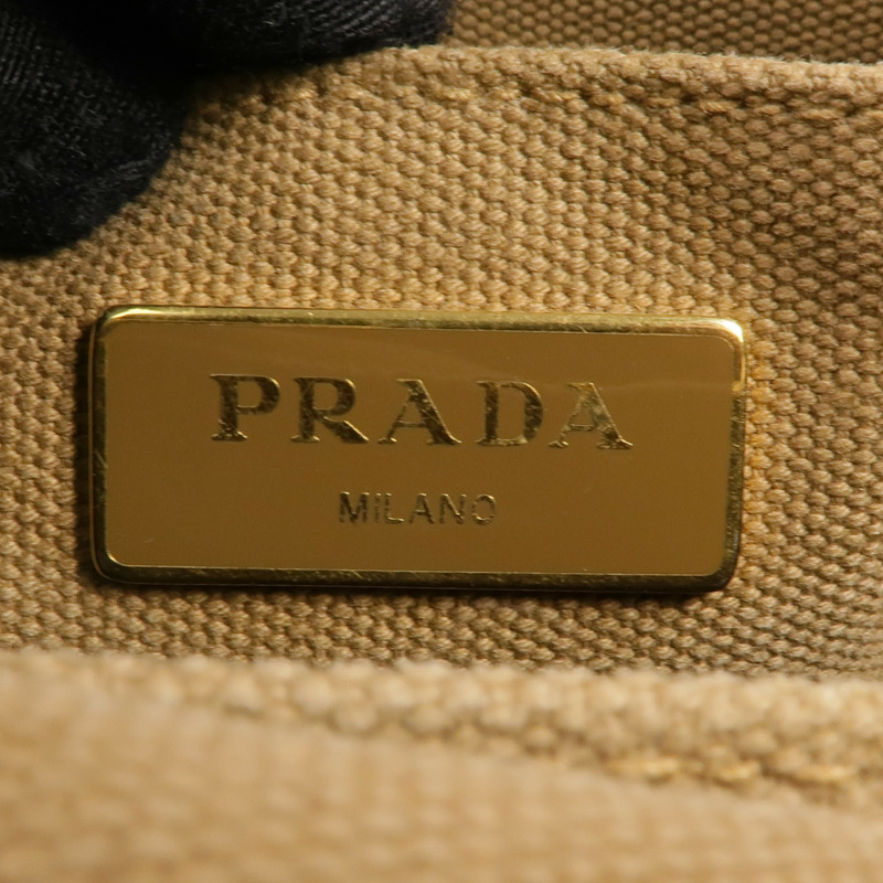 PRADA 帆布Prada Canapa Tote Bag金扣手挽肩背兩用袋-5