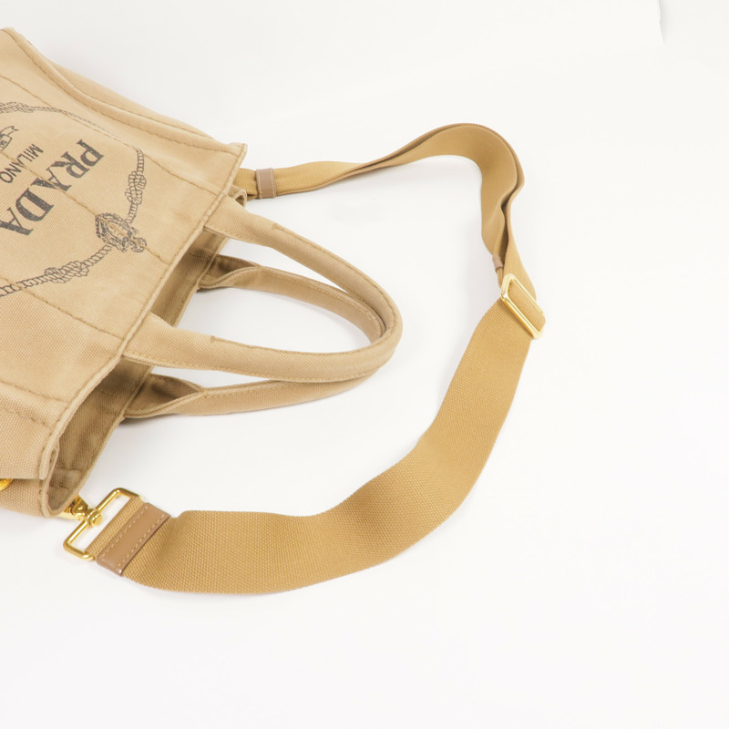 PRADA 帆布Prada Canapa Tote Bag金扣手挽肩背兩用袋-8