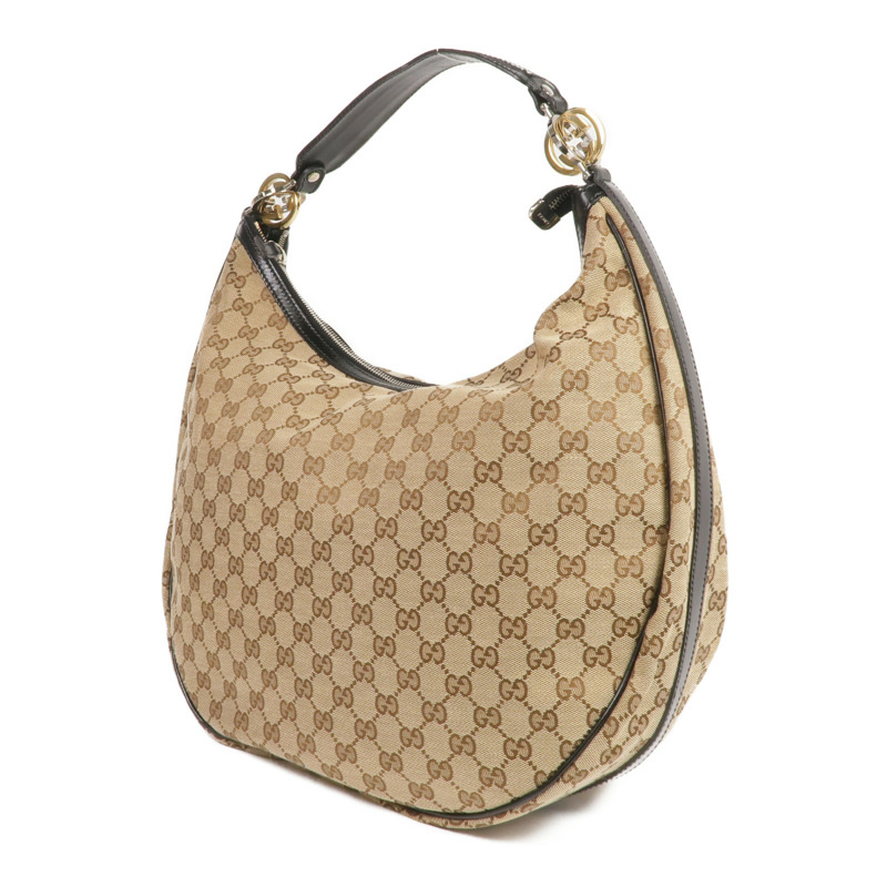 GUCCI 帆布GG Hobo Bag金扣肩背袋-1