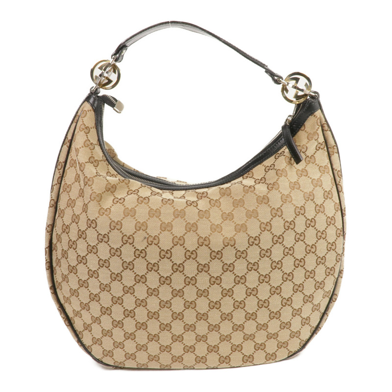 GUCCI 帆布GG Hobo Bag金扣肩背袋-2