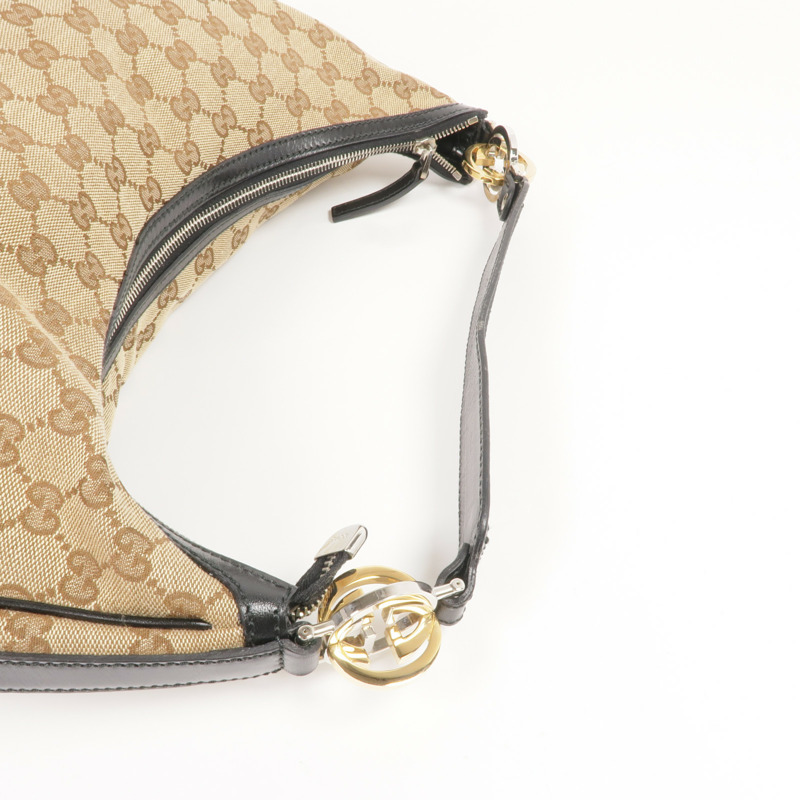 GUCCI 帆布GG Hobo Bag金扣肩背袋-7