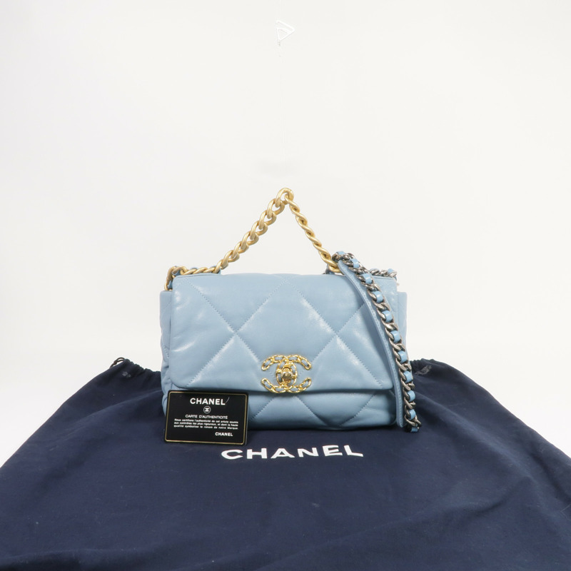CHANEL 羊皮皮革C19 Small手挽肩背兩用袋-9