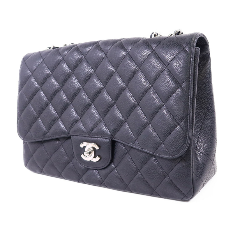 CHANEL 牛皮皮革Large Classic銀扣鏈帶肩背袋-2