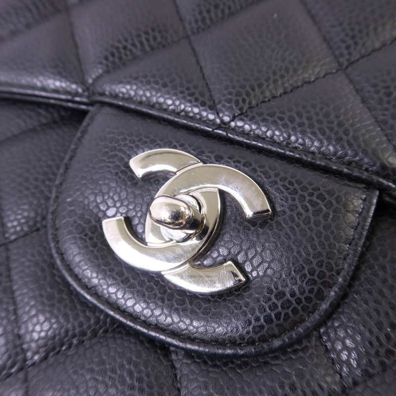 CHANEL 牛皮皮革Large Classic銀扣鏈帶肩背袋-10