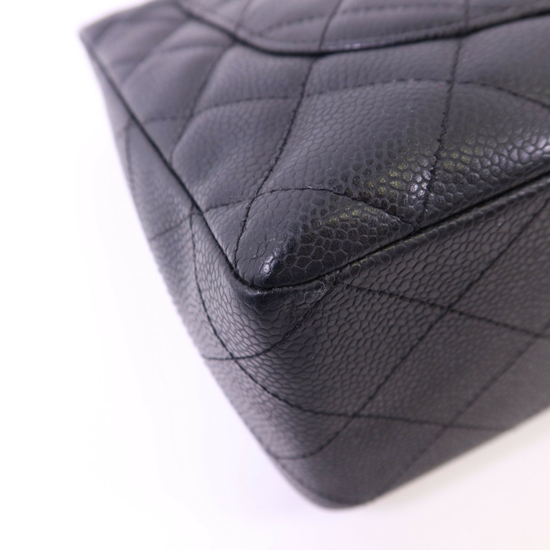 CHANEL 牛皮皮革Large Classic銀扣鏈帶肩背袋-14