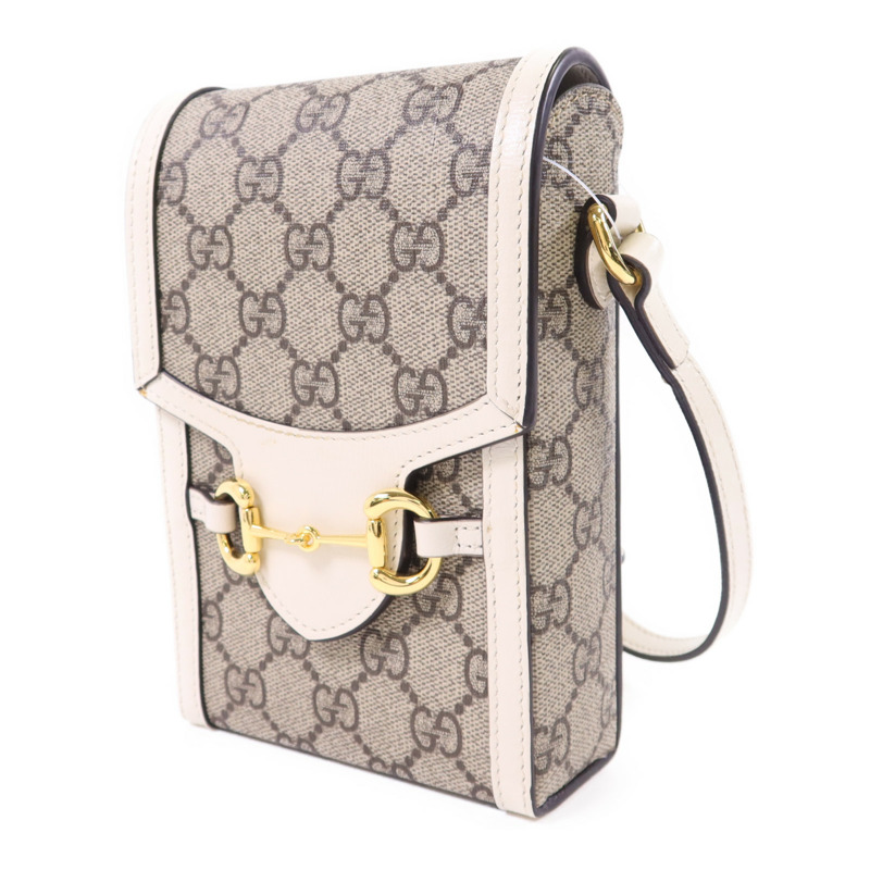 GUCCI 塗層帆布Horsebit 1955 Mini金扣肩背袋-2
