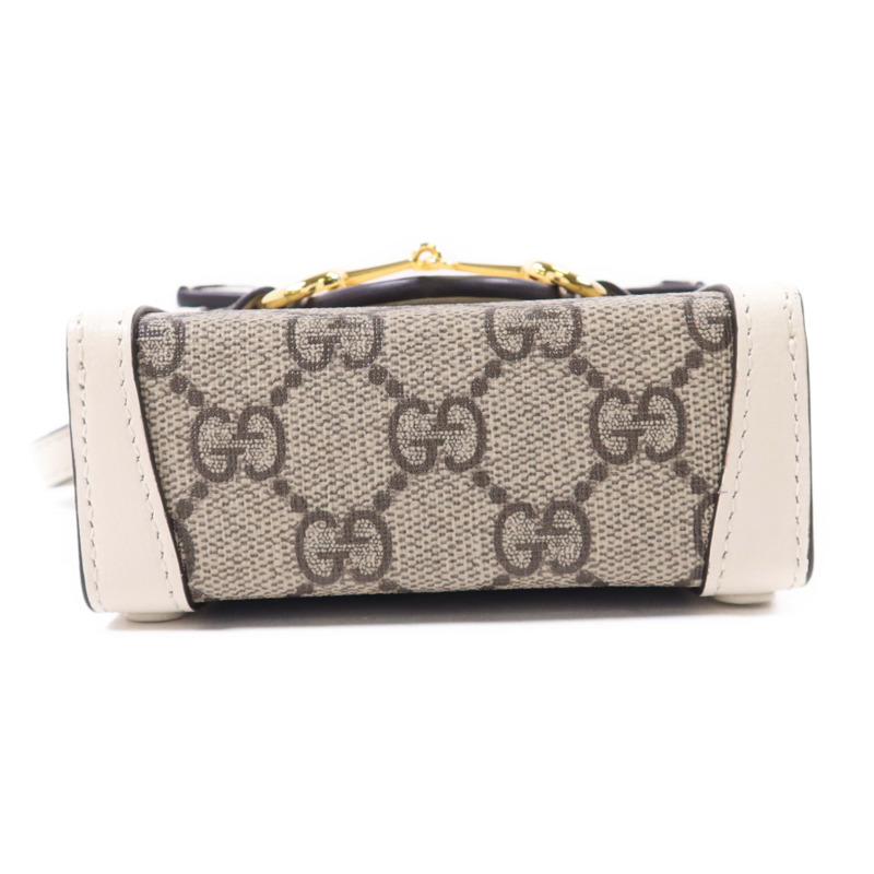 GUCCI 塗層帆布Horsebit 1955 Mini金扣肩背袋-3