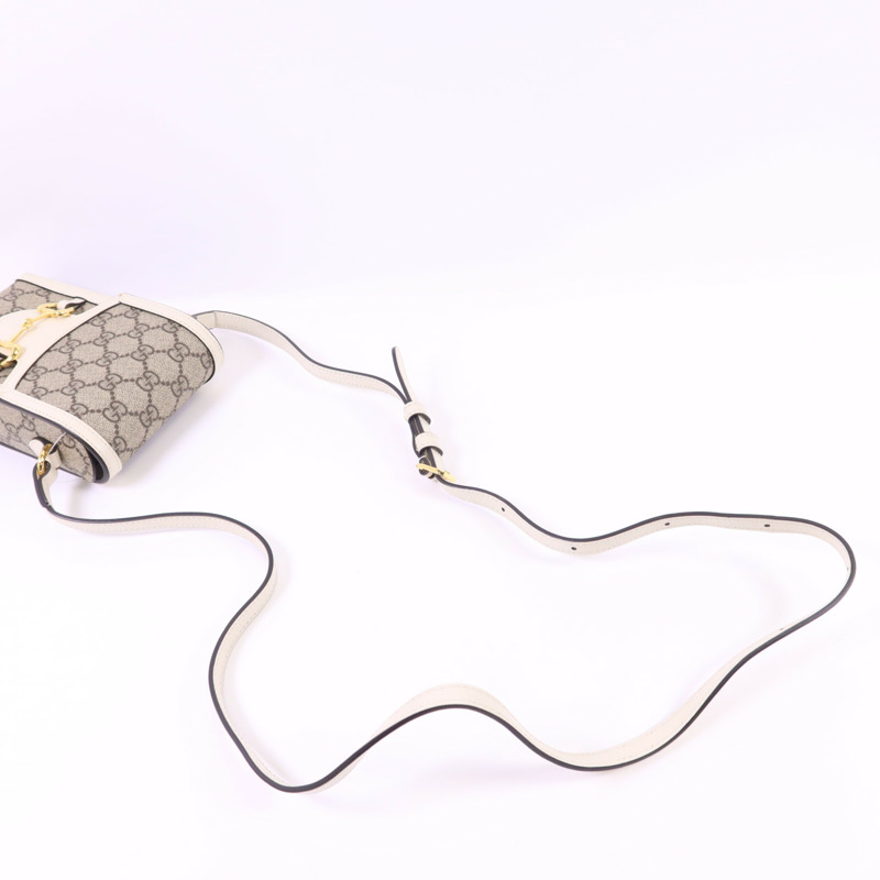 GUCCI 塗層帆布Horsebit 1955 Mini金扣肩背袋-4