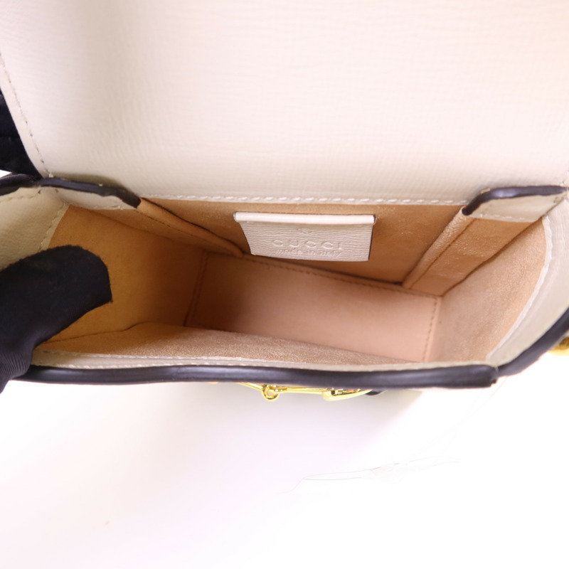 GUCCI 塗層帆布Horsebit 1955 Mini金扣肩背袋-5