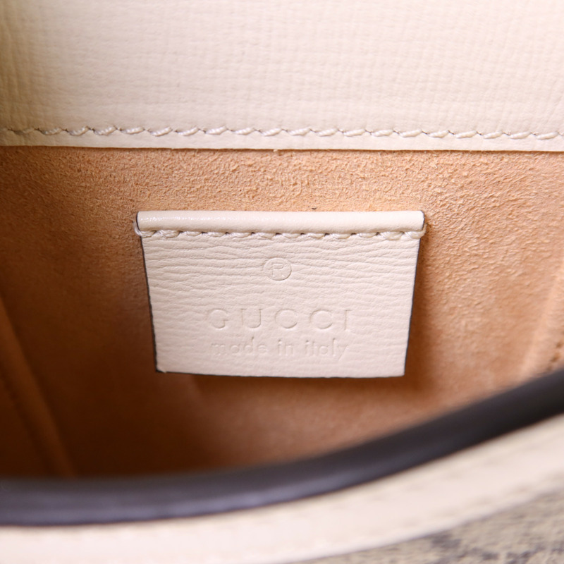 GUCCI 塗層帆布Horsebit 1955 Mini金扣肩背袋-6