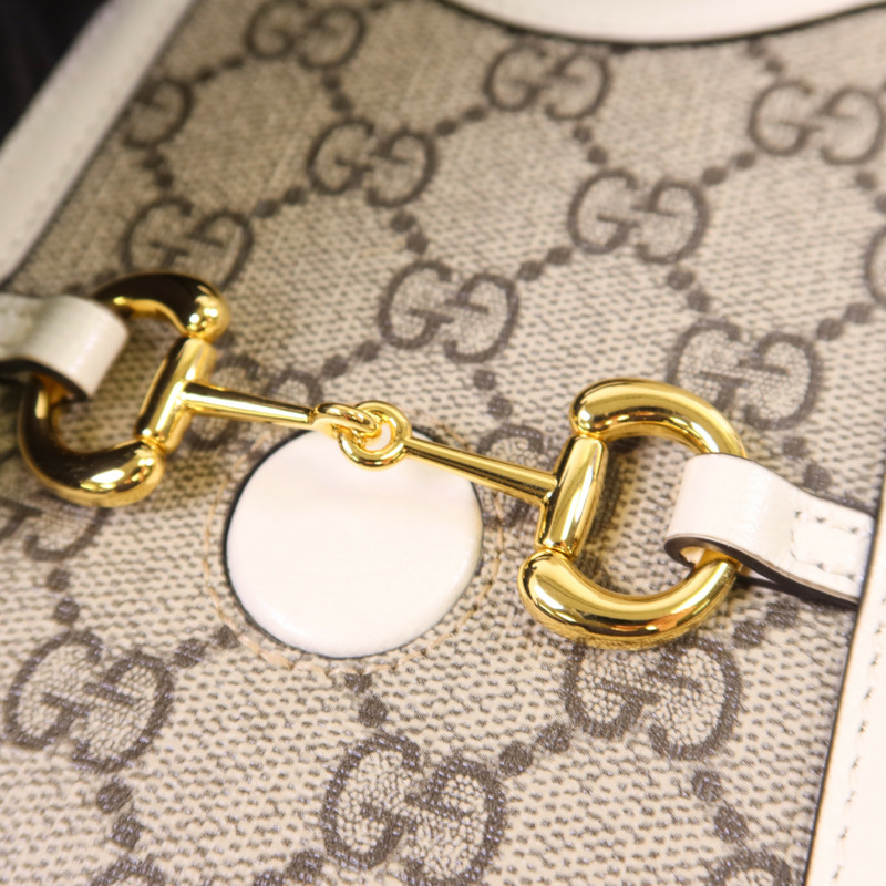 GUCCI 塗層帆布Horsebit 1955 Mini金扣肩背袋-8