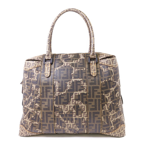 FENDI 塗層帆布Zucca Camo Patchwork Boston Bag肩背袋