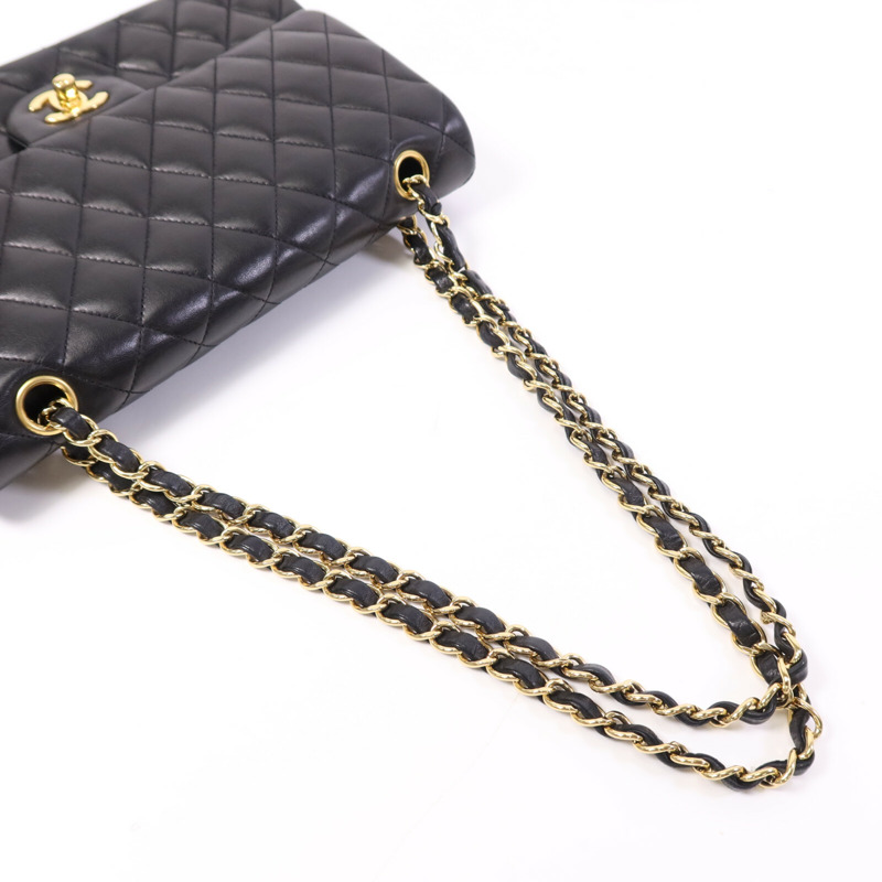 CHANEL 羊皮皮革Classic 25金扣鏈帶肩背袋-8