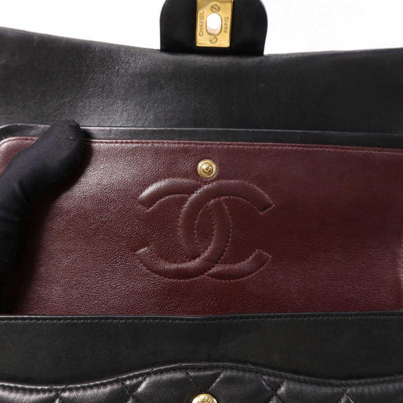 CHANEL 羊皮皮革Classic 25金扣鏈帶肩背袋-16