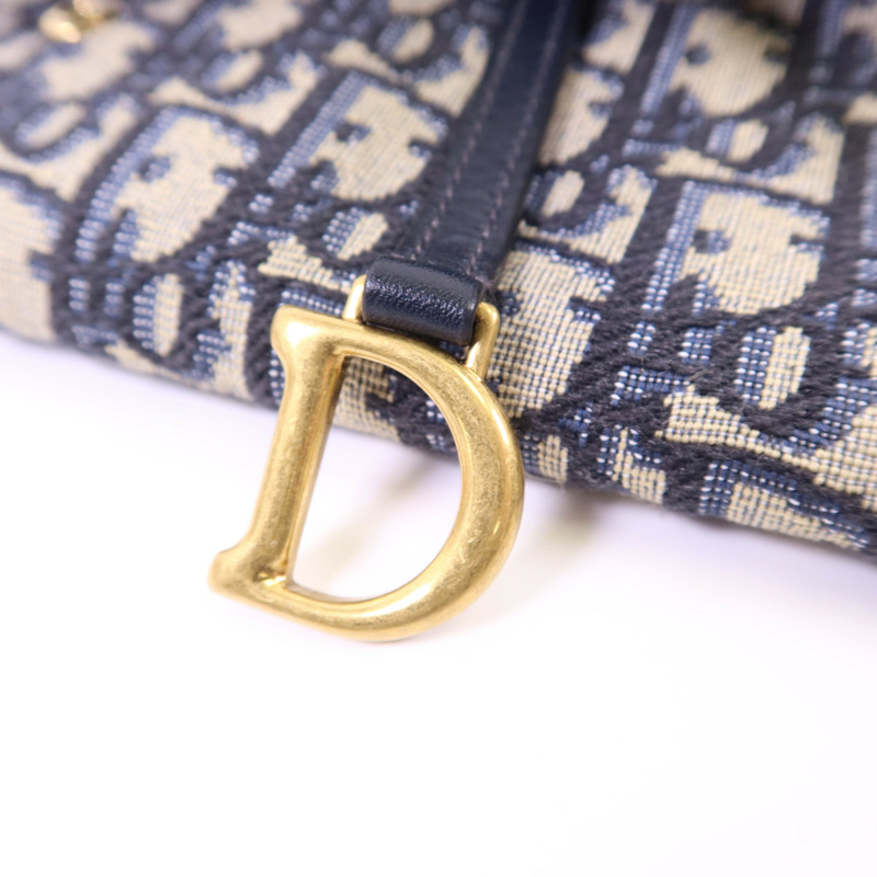 Dior 帆布Small Saddle Pouch金扣鏈帶肩背袋-9