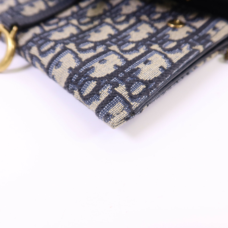Dior 帆布Small Saddle Pouch金扣鏈帶肩背袋-12