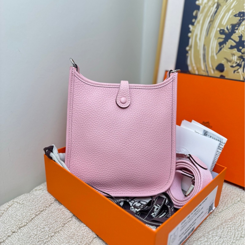 【全套有票❤️】Hermes evelyn mini 櫻花粉銀扣斜挎包-1