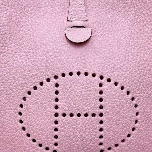 【全套有票❤️】Hermes evelyn mini 櫻花粉銀扣斜挎包-4