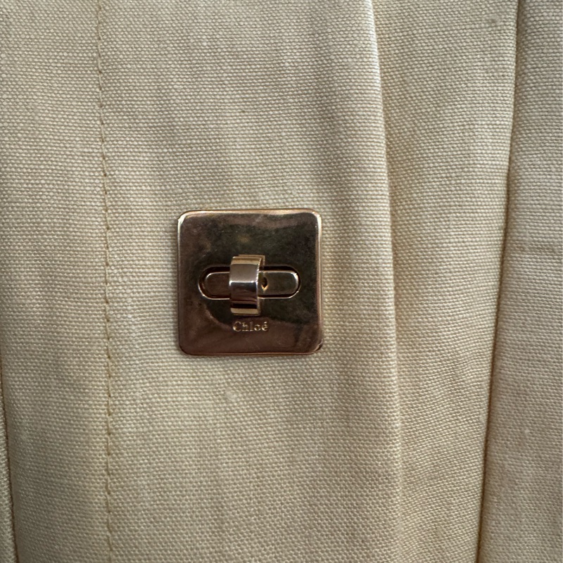 原近10萬全新閒置CHLOE芥末黃麻料金屬扣長外套F40/M-4