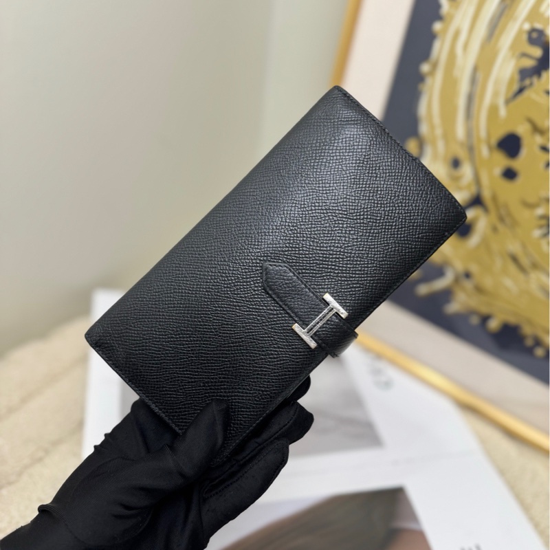 【99🆕】Hermes bearn長款錢包錢夾黑色銀扣-3