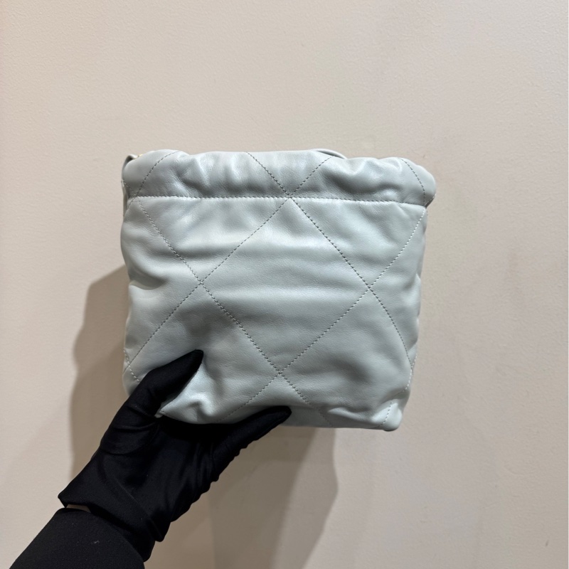 【全❤️全套有票】Chanel 22Bag mini baby藍金扣牛皮垃圾袋 手提包單肩斜挎包-3