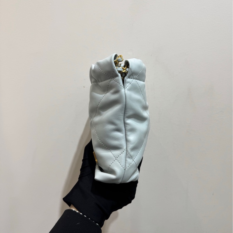 【全❤️全套有票】Chanel 22Bag mini baby藍金扣牛皮垃圾袋 手提包單肩斜挎包-4