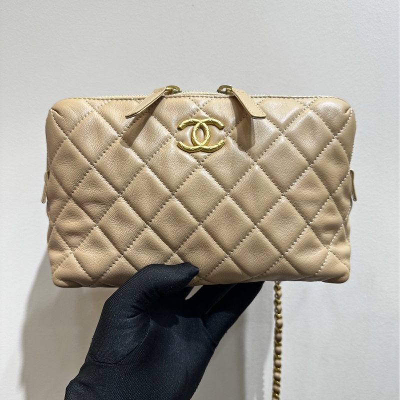 【99❤️】Chanel 22s米色金扣 相機包/單肩包斜挎包-1