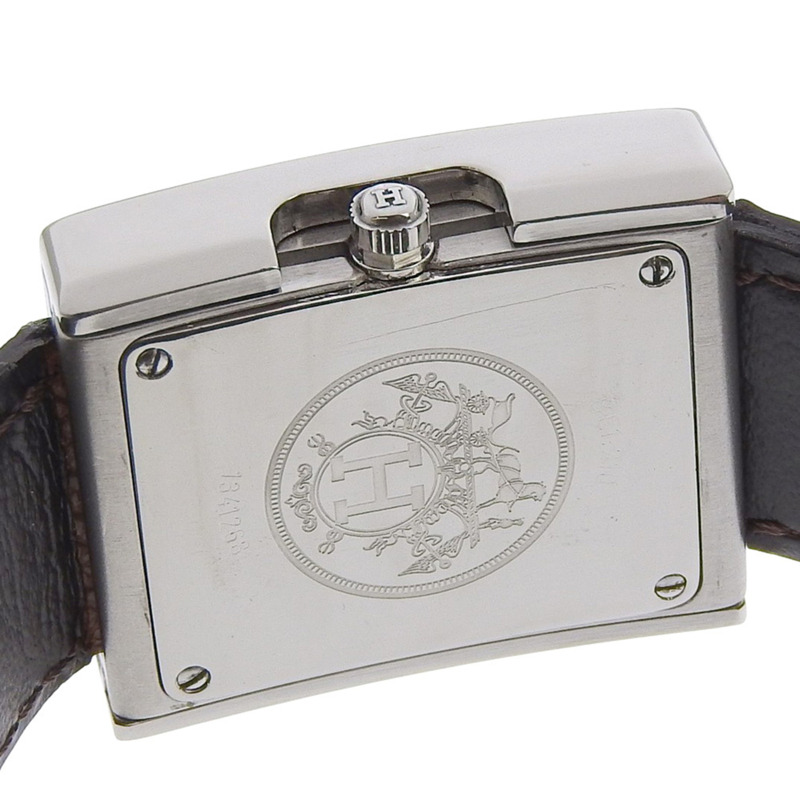 愛馬仕 BE1.210 女士不鏽鋼和皮革石英錶,白色錶盤,指針式顯示-5