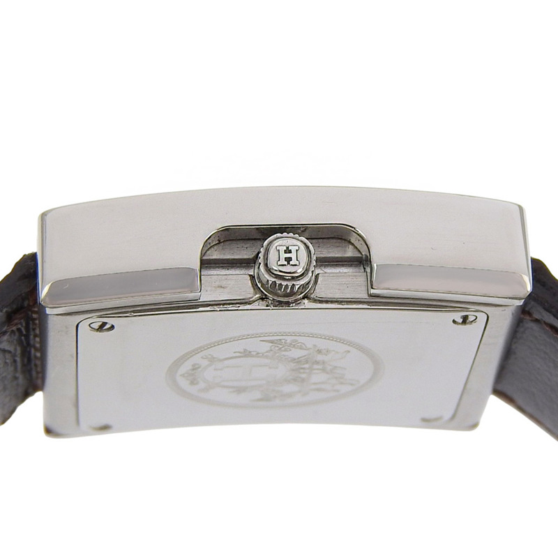 愛馬仕 BE1.210 女士不鏽鋼和皮革石英錶,白色錶盤,指針式顯示-6