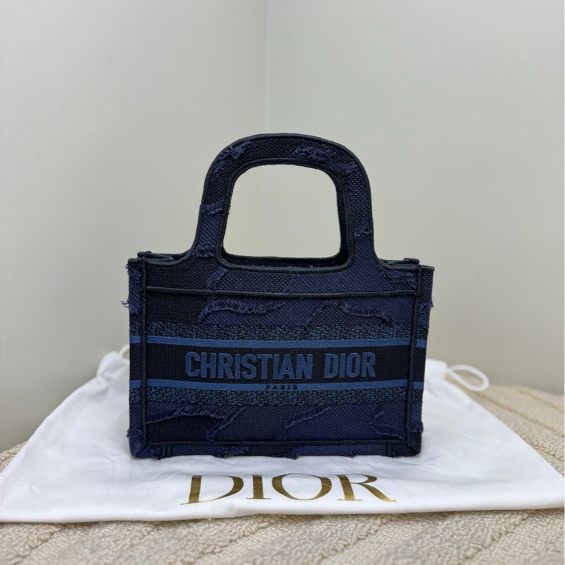 【全❤️未使用】Dior mini tote 藍黑色迷彩刺繡帆布托特手提包-2