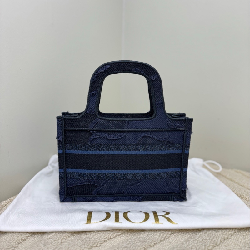 【全❤️未使用】Dior mini tote 藍黑色迷彩刺繡帆布托特手提包-3