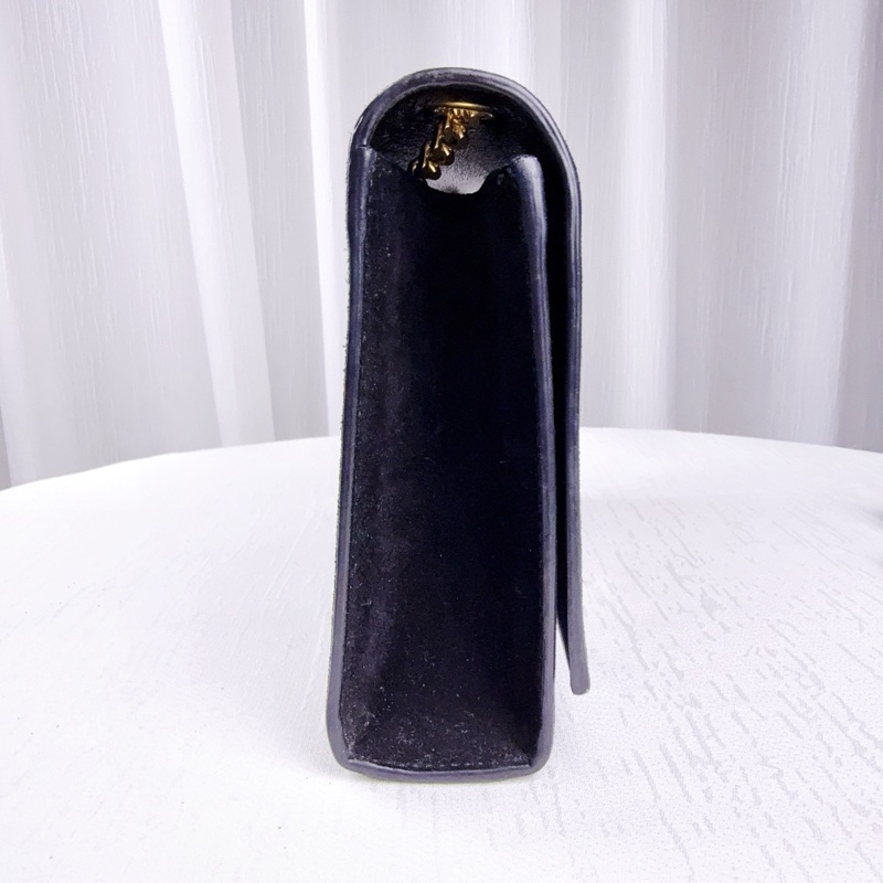 97新 聖羅蘭/Saint Laurent YSL KATE 凱特包中號黑色麂皮金色流蘇鏈條單肩斜背包 24x5x15cm-2