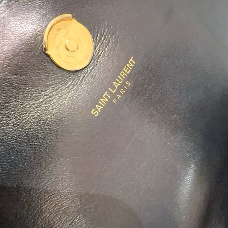 97新 聖羅蘭/Saint Laurent YSL KATE 凱特包中號黑色麂皮金色流蘇鏈條單肩斜背包 24x5x15cm-6