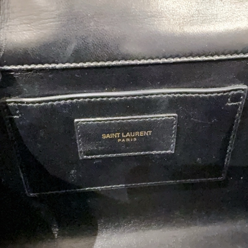 97新 聖羅蘭/Saint Laurent YSL KATE 凱特包中號黑色麂皮金色流蘇鏈條單肩斜背包 24x5x15cm-7